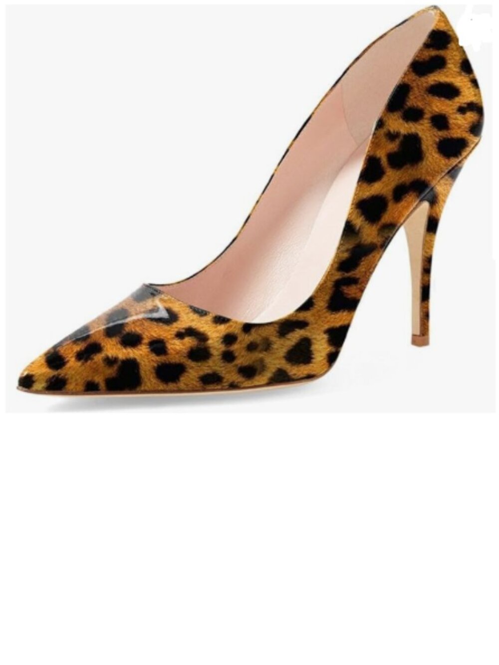 YDN Leopard Print Pointed Toe Mid Heel Pumps Slip on Slide Dress Shoe for Party
